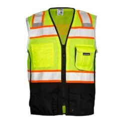 Kishigo 1515 Black Series Class 2 Hi-Vis Lime Black Bottom Vest