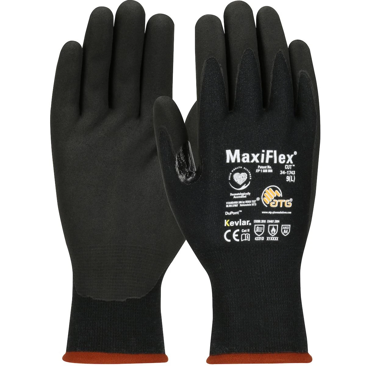 PIP 34-1743 MaxiFlex Cut Seamless Knit Kevlar Glove With Black MicroFoam Nitrile Coating 1 PIP 34-1743 MaxiFlex Cut Seamless Knit Kevlar Glove With Black MicroFoam Nitrile Coating
