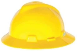 MSA 475366 Yellow V-Gard Slotted Full Brim Hard Hat W Fas-Trac III Suspension