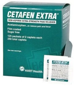 Hart Health 5577 Cetafen Extra, Non-aspirin, 125/2's Per Box, 250 Total Caplets, Industrial Packet