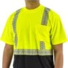 Majestic 75-5215 High Visibility Short Sleeve Shirt With Reflective Chainsaw Striping, ANSI 2, R Hi-viz Yellow