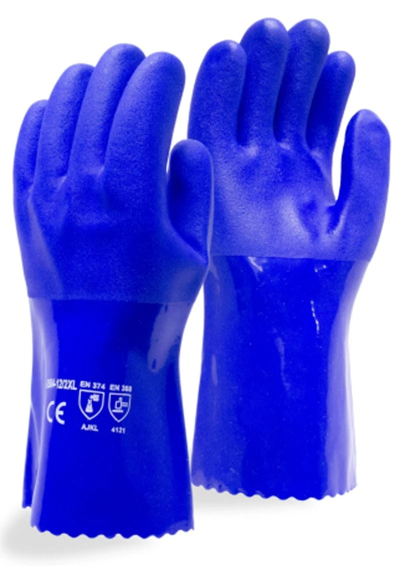 Seattle Glove DB84-12 Blue PVC Cotton Lining 12" Glove 1 Seattle Glove DB84-12 Blue PVC Cotton Lining 12" Glove