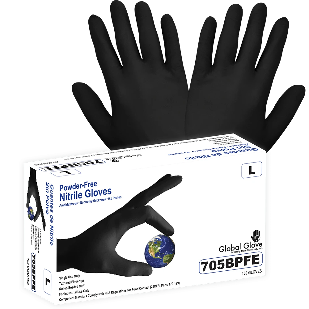 Global 705BPFE Nitrile Industrial Grade Powder Free 3.5mil Textured Gloves 1 Global 705BPFE Nitrile Industrial Grade Powder Free 3.5mil Textured Gloves