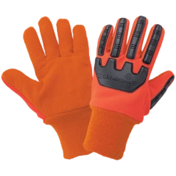 Global Glove C19GOPB Cotton Polyester Corded A2 Cut Impact Gloves Hivis Orange