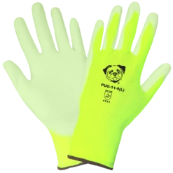 Global PUG-11 Hi Vis Yellow 13 Gauge Nylon Glove PU Coated