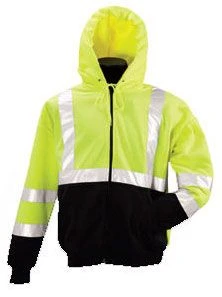 Kishigo JS102 Hi-Vis Lime Class 3 Hooded Full-Zip Sweatshirt