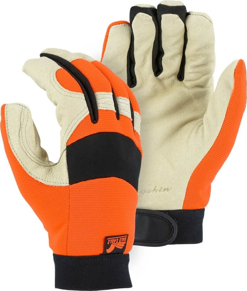 Majestic 2152THV Hivis Orange Winter Lined Bald Eagle Mechanic Pigskin Glove Dozen 1 Majestic 2152THV Hivis Orange Winter Lined Bald Eagle Mechanic Pigskin Glove Dozen