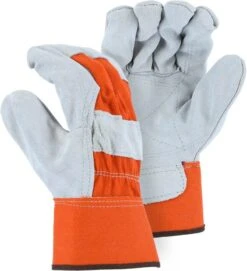 Majestic 2501CDP Orange Split Cowhide Leather Double Palm Work Gloves