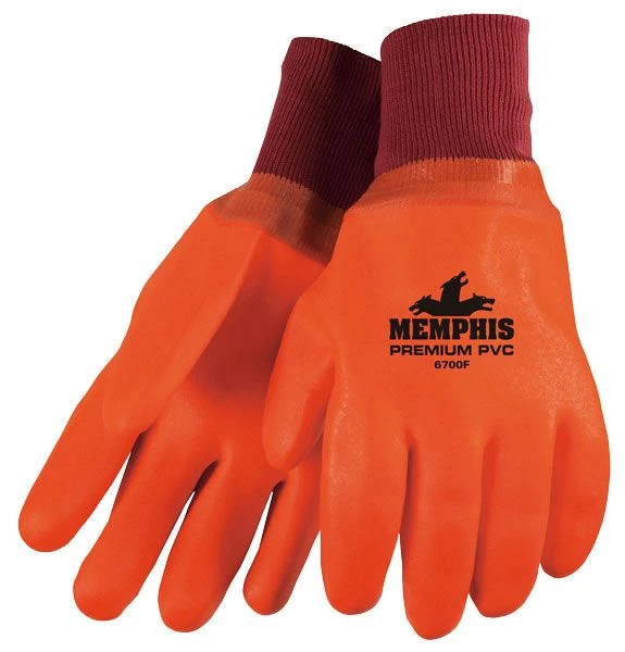 MCR 6700F Hivis Orange Foam Lined Double Dipped Insulated PVC Glove 1 MCR 6700F Hivis Orange Foam Lined Double Dipped Insulated PVC Glove