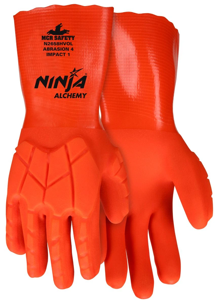 MCR N2658HVO Ninja Alchemy Hivis Orange Double Coated PVC Impact Glove 1 MCR N2658HVO Ninja Alchemy Hivis Orange Double Coated PVC Impact Glove