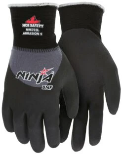 MCR N96793 Ninja BNF 15 Gauge Nylon Glove W/ 3/4 Dip Breathable Nitrile Foam