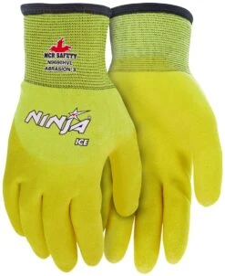 MCR N9690HV Ninja Ice Insulated A3 Hivis Lime 3/4 Coated Glove With HPT Palm
