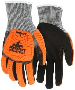 MCR UT1952 Ultratech A4 CutPro Hivis Orange Mechanics Impact Glove With Black Sandy Nitrile