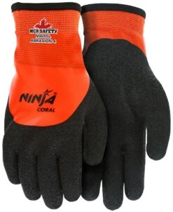 MCR N9695 Memphis A3 Cut Resistant HiVis Ninja Coral 15 Gauge Lined PVC Glove