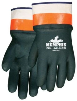 MCR 6410SC Memphis HiVis Jersey Lined Safety Oil Hauler Double Dipped PVC Glove