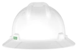MSA 475369 White V-Gard Slotted Full Brim Hard Hat W Fas-Trac III Suspension