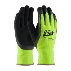 PIP 41-1420 G-Tek Hivis Yellow Acrylic Glove With Crinkle Latex