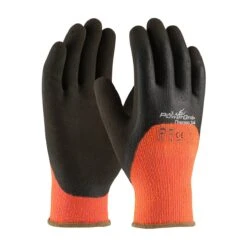 PIP 41-1475 Hivis Orange PowerGrab Thermo Acrylic Terry Glove Latex MicroFinish Grip