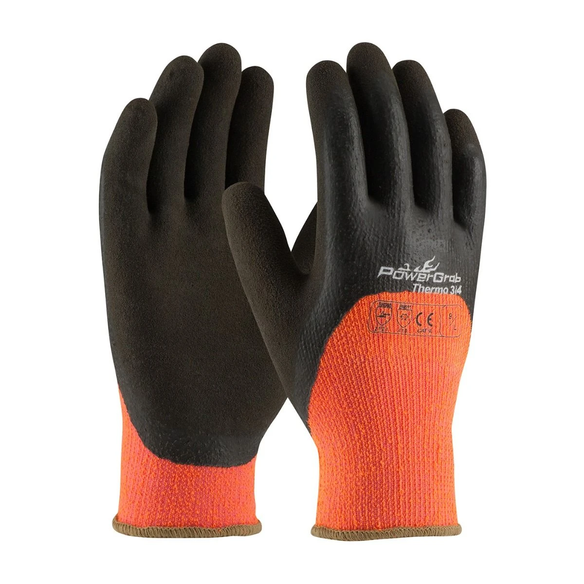 PIP 41-1475 Hivis Orange PowerGrab Thermo Acrylic Terry Glove Latex MicroFinish Grip 1 PIP 41-1475 Hivis Orange PowerGrab Thermo Acrylic Terry Glove Latex MicroFinish Grip