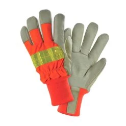 PIP HVO1555 Thermal Lined Pigskin Leather Glove Hi-Vis Nylon Back Knit Wrist By The Dozen