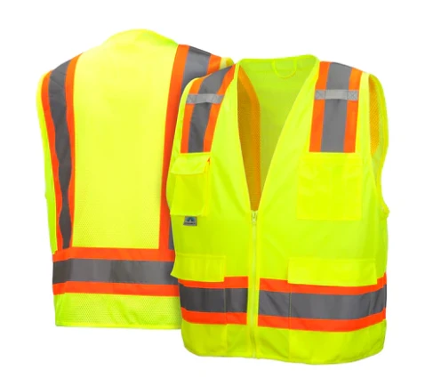 Pyramex RVZ2410 Type R - Class 2 Hi-Vis Lime Surveyor's Safety Vest 1 Pyramex RVZ2410 Type R - Class 2 Hi-Vis Lime Surveyor's Safety Vest