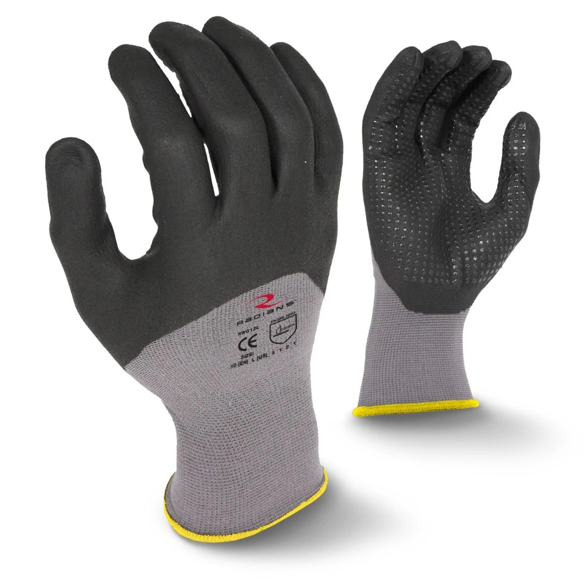 Radians RWG12 Microdot Foam Nitrile 3/4 Dipped Glove With Dot Palm 1 Radians RWG12 Microdot Foam Nitrile 3/4 Dipped Glove With Dot Palm