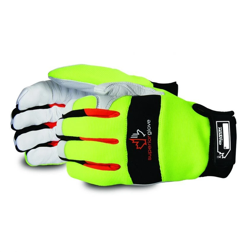Superior Glove MXGKGHVTL Clutch Gear Hi-Viz Winter Leather Palm Gloves 1 Superior Glove MXGKGHVTL Clutch Gear Hi-Viz Winter Leather Palm Gloves