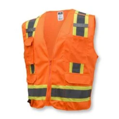 Radians SV46 Hi-Vis Orange Solid Front With Mesh Back Surveyor Type R Class 2 Breakaway Safety Vest