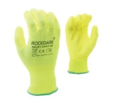 Task MH8130HY Rockdare Hi-Viz Yellow Polyester 13 Gauge Glove With PU Coating