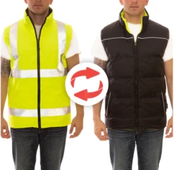 Tingley V26022 Reversible Insulated Vest Changes Between Black And High Visibility Yellow-green Sides