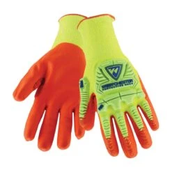 West Chester HVY710HSNFB G-Tek HiVis Yellow ANSI A3 Cut Impact Glove With Orange Foam Nitrile Palm